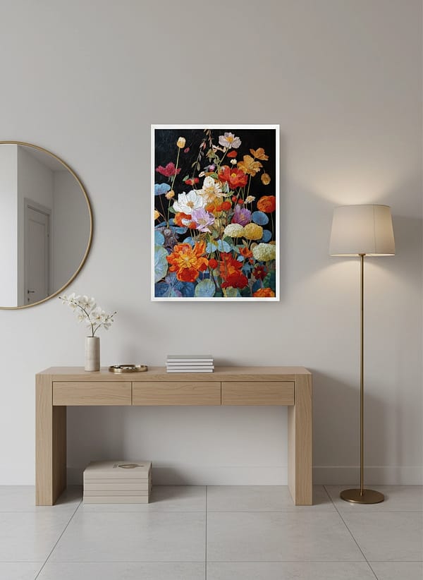 Vibrant Floral Abstract Oil Painting “Florid Celebration” – Modern Impasto Art
