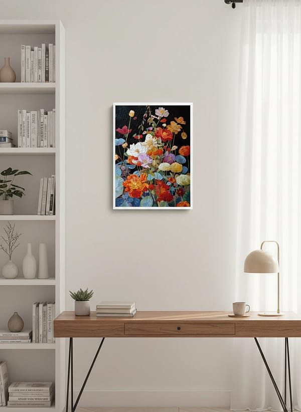 Vibrant Floral Abstract Oil Painting “Florid Celebration” – Modern Impasto Art
