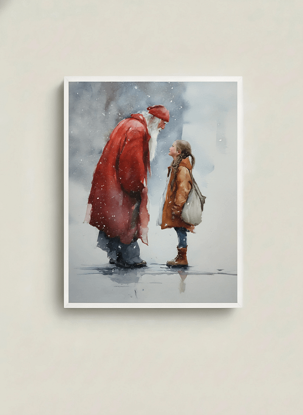 Heartwarming Santa Watercolor Art: Math Art for the Holidays