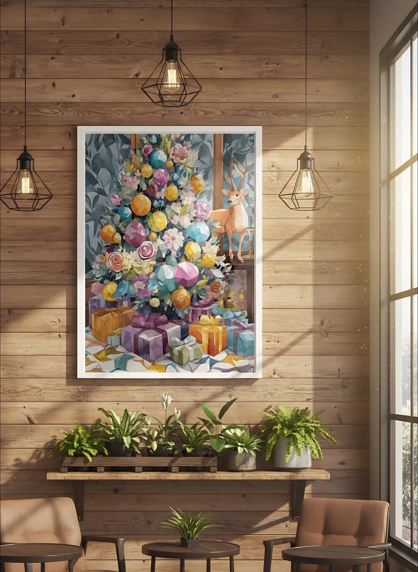 Vibrant Low Poly Art: Christmas Paintings and Art Decor for the Holidays