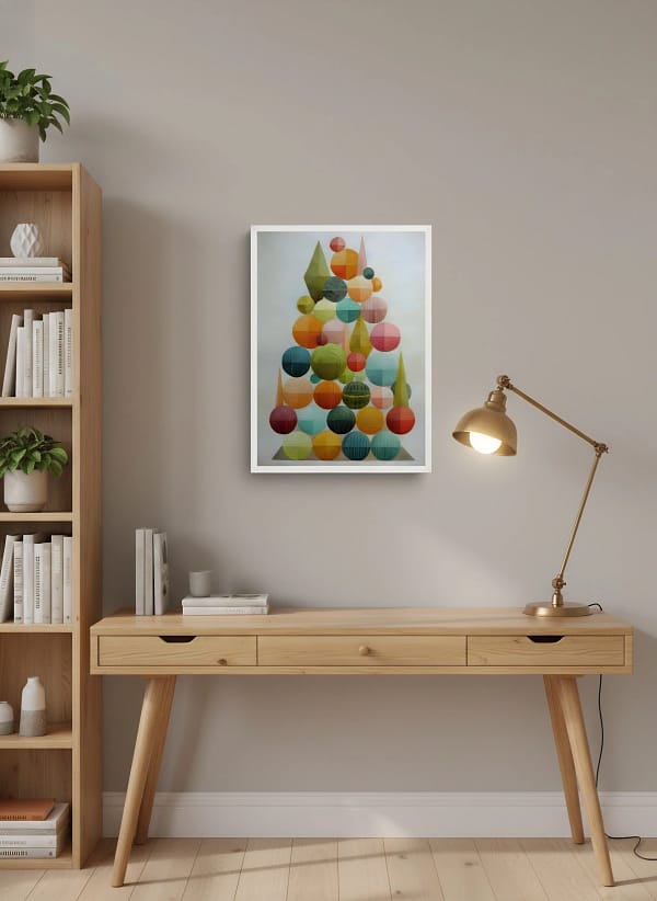 Retro Geometric Christmas Tree - Mid Century Modern Art & Geometric Abstract Decor