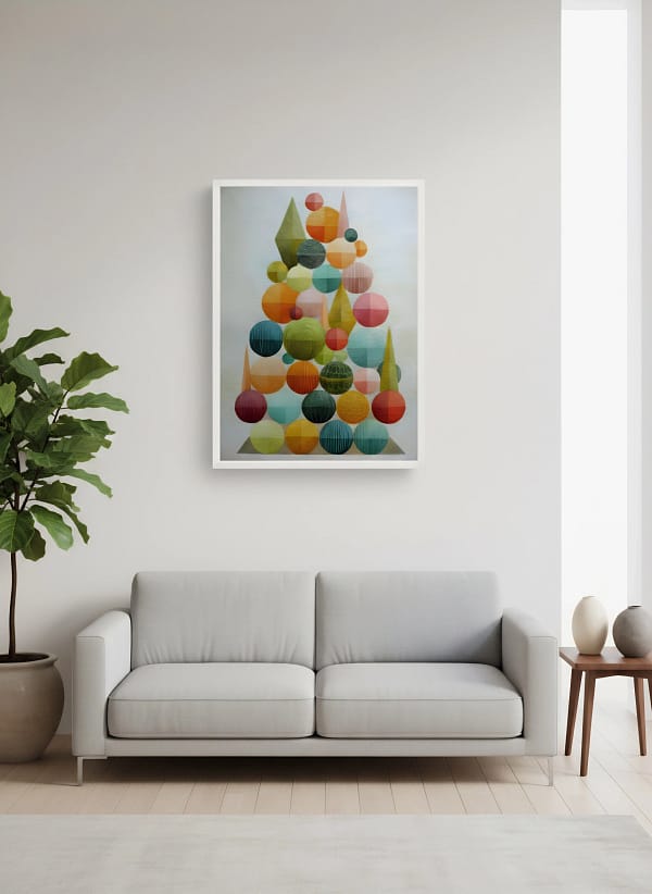 Retro Geometric Christmas Tree - Mid Century Modern Art & Geometric Abstract Decor