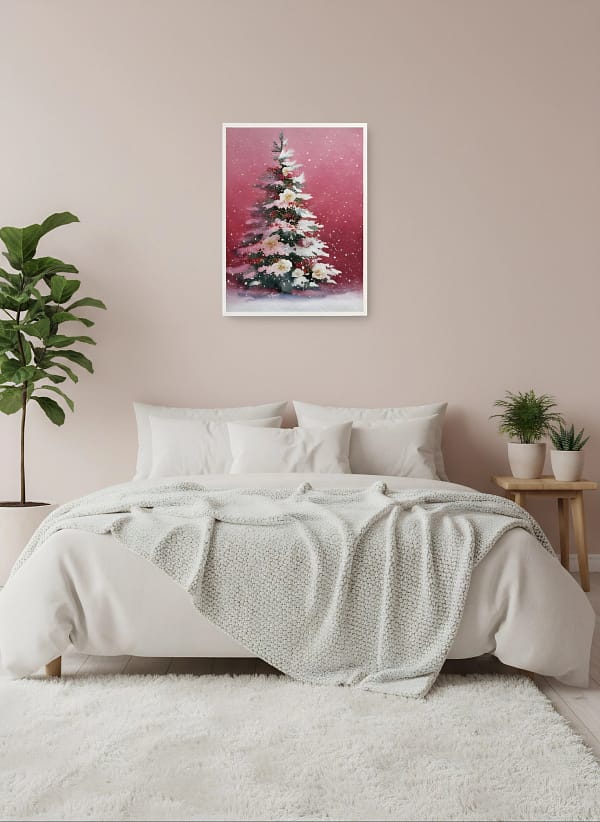Magical Dreamy Pink Christmas Art: Minimalist Wall Art Decor