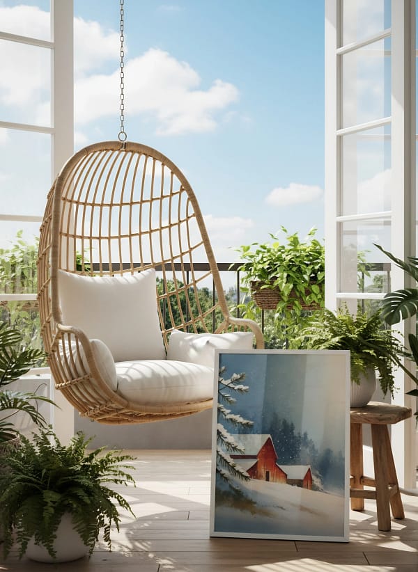 Nostalgic Red Barn in Snow - Rustic Farmhouse Art & Winter Home Decor