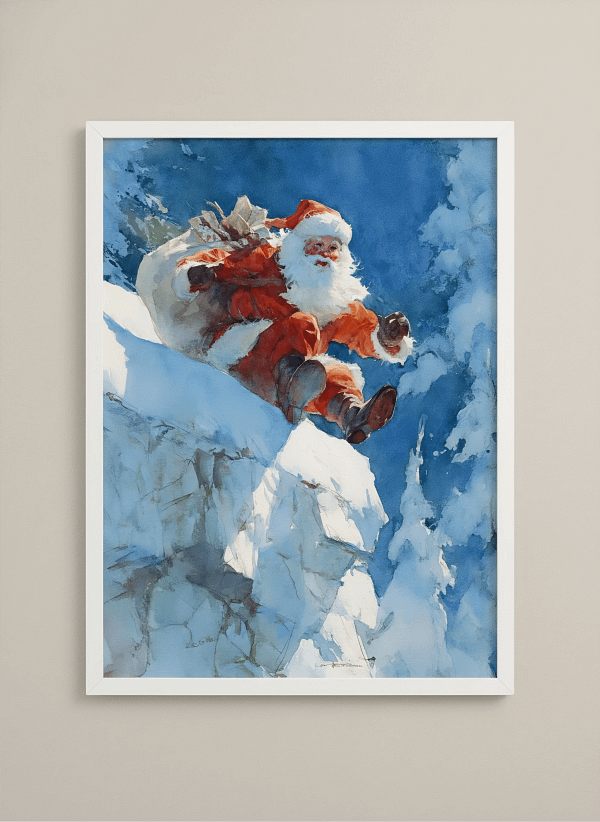 Santa Sliding Down Snow - Creative Art Ideas & Wall Art for Bedroom