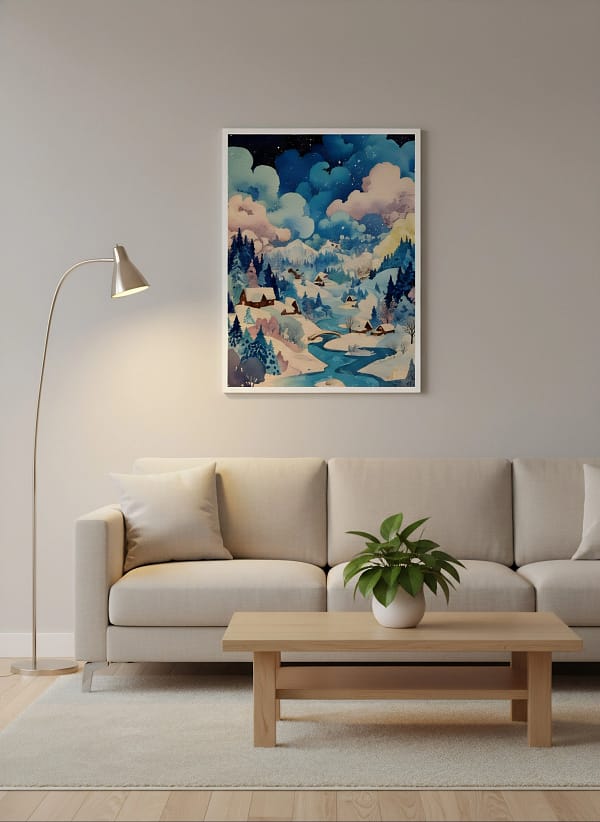 Dreamy Scenic Village Art: Contemporary Wall Art for the Lounge Room