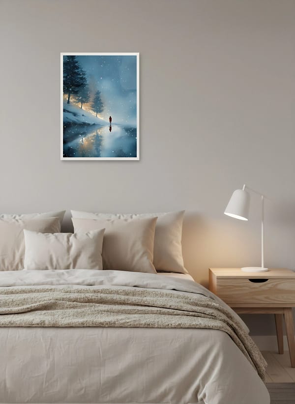Mystical Solitude in the Snow - Moody Winter Art & Reflective Decor