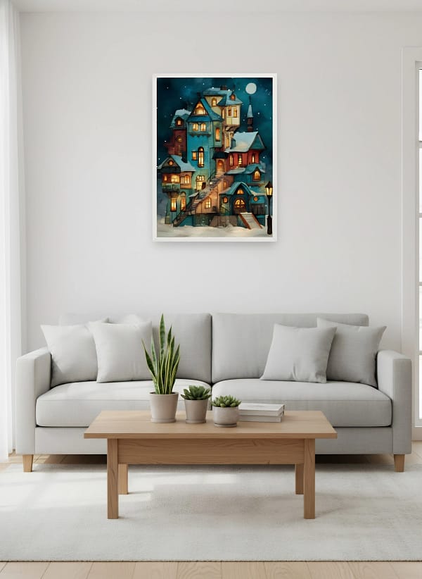 Whimsical Stacked Fantasy Houses - Whimsical Architecture Art & Dreamy Winter Decor