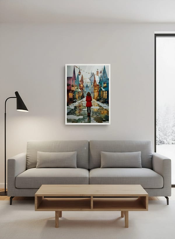 Enchanting Storybook Christmas Village - Storybook Art Print & Festive Streetscape Decor