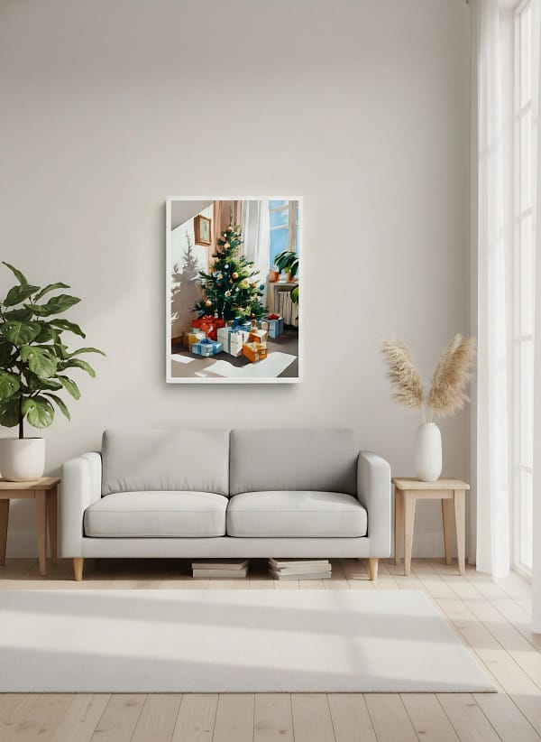 Radiant Sunlit Christmas Corner - Sunlit Interior Art & Light and Shadow Decor