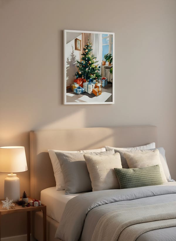 Radiant Sunlit Christmas Corner - Sunlit Interior Art & Light and Shadow Decor