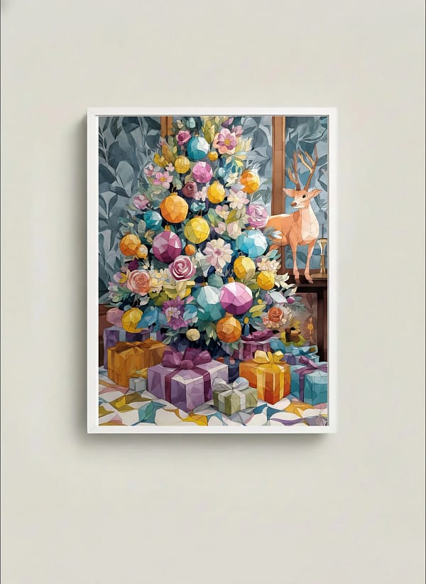 Vibrant Low Poly Art: Christmas Paintings and Art Decor for the Holidays