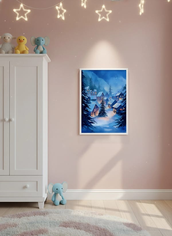 Serene Soft Watercolor Landscape: Contemporary Art for Living Room