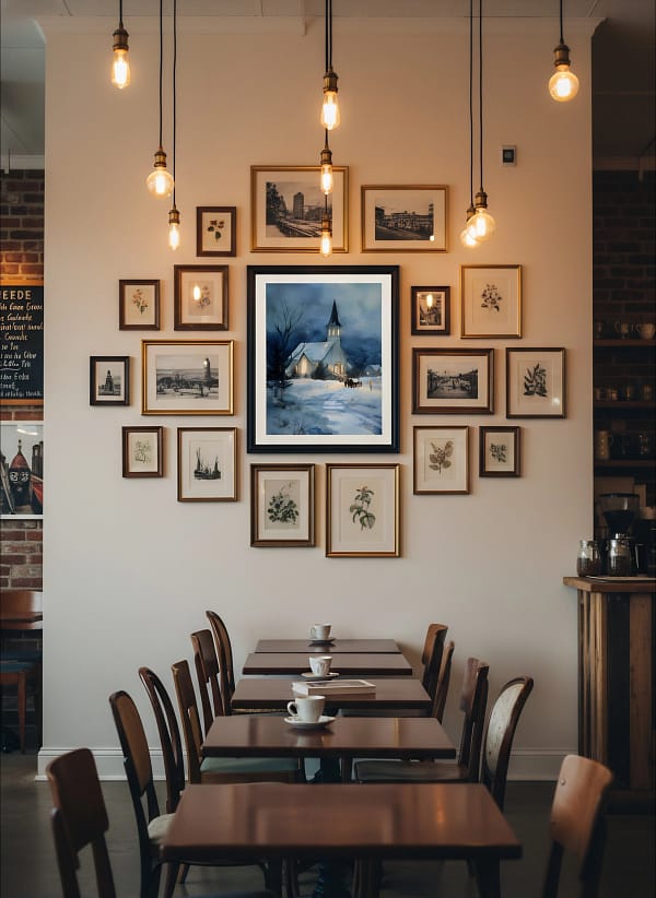 Heartwarming Watercolor Christmas Painting: Cozy Wall Art for Living Room