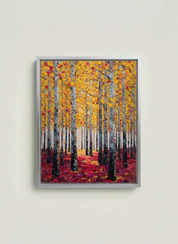 Stunning Autumn Forest Oil Painting and Birch Tree Art for Home